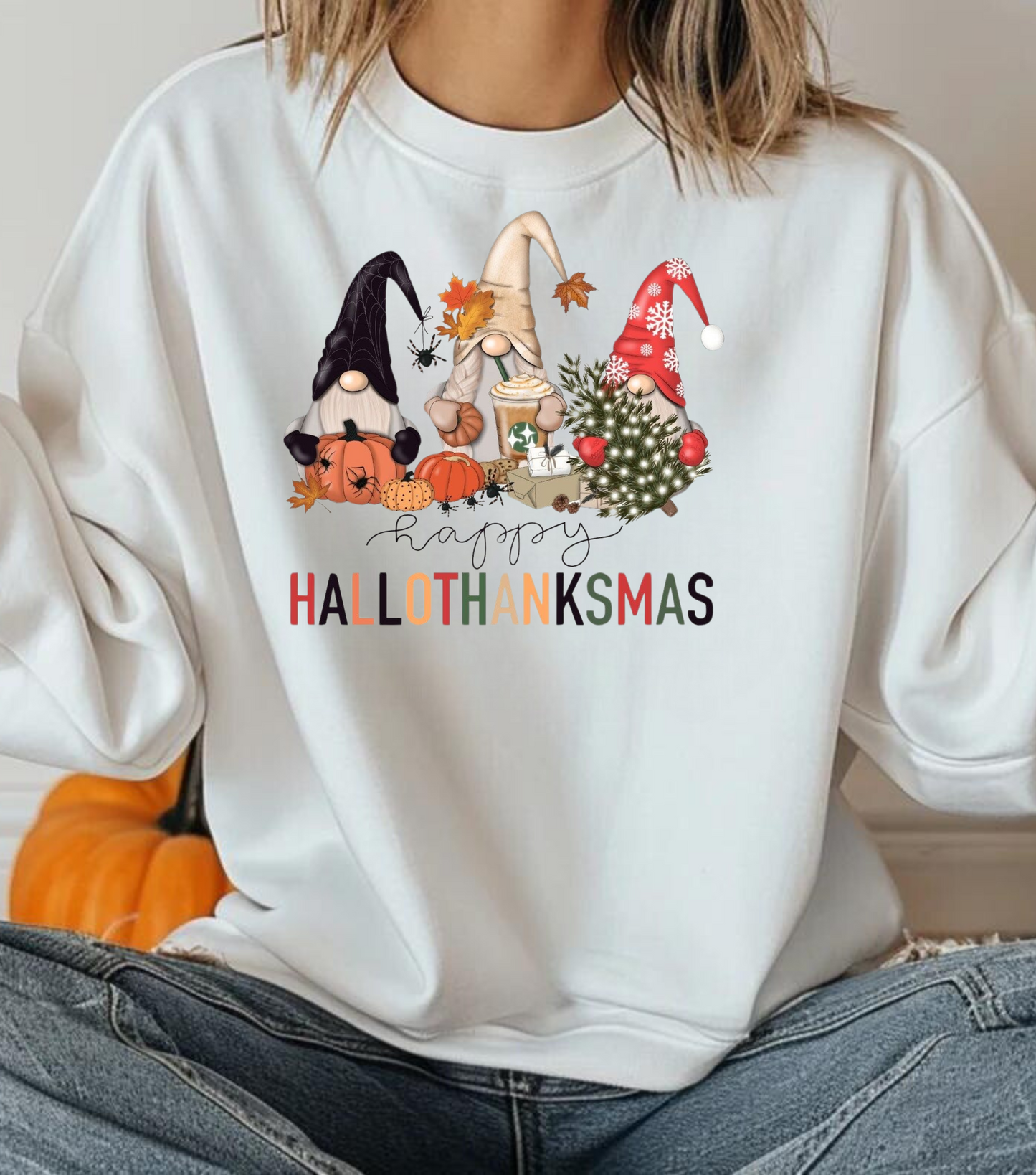 HalloThanksMas Shirt, Holiday Season Shirt, Holiday Gnome Shirt, Halloween Shirt, Thanksgiving Shirt, Christmas Shirt, Holiday Season Gift, fall sweatshirt