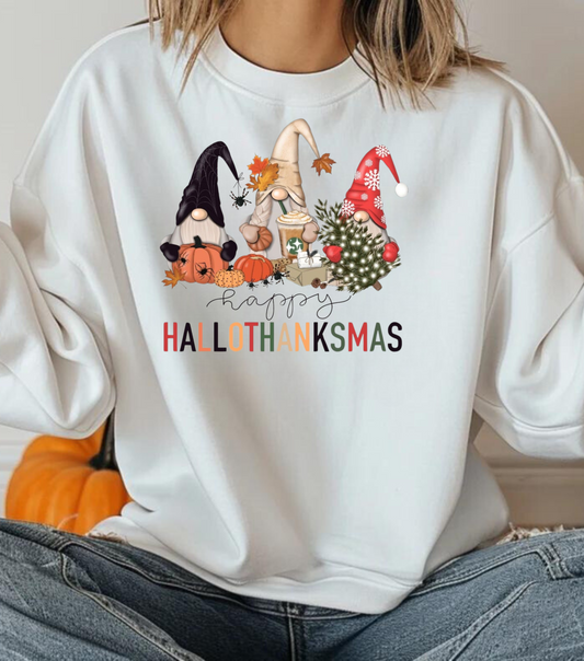 HalloThanksMas Shirt, Holiday Season Shirt, Holiday Gnome Shirt, Halloween Shirt, Thanksgiving Shirt, Christmas Shirt, Holiday Season Gift, fall sweatshirt
