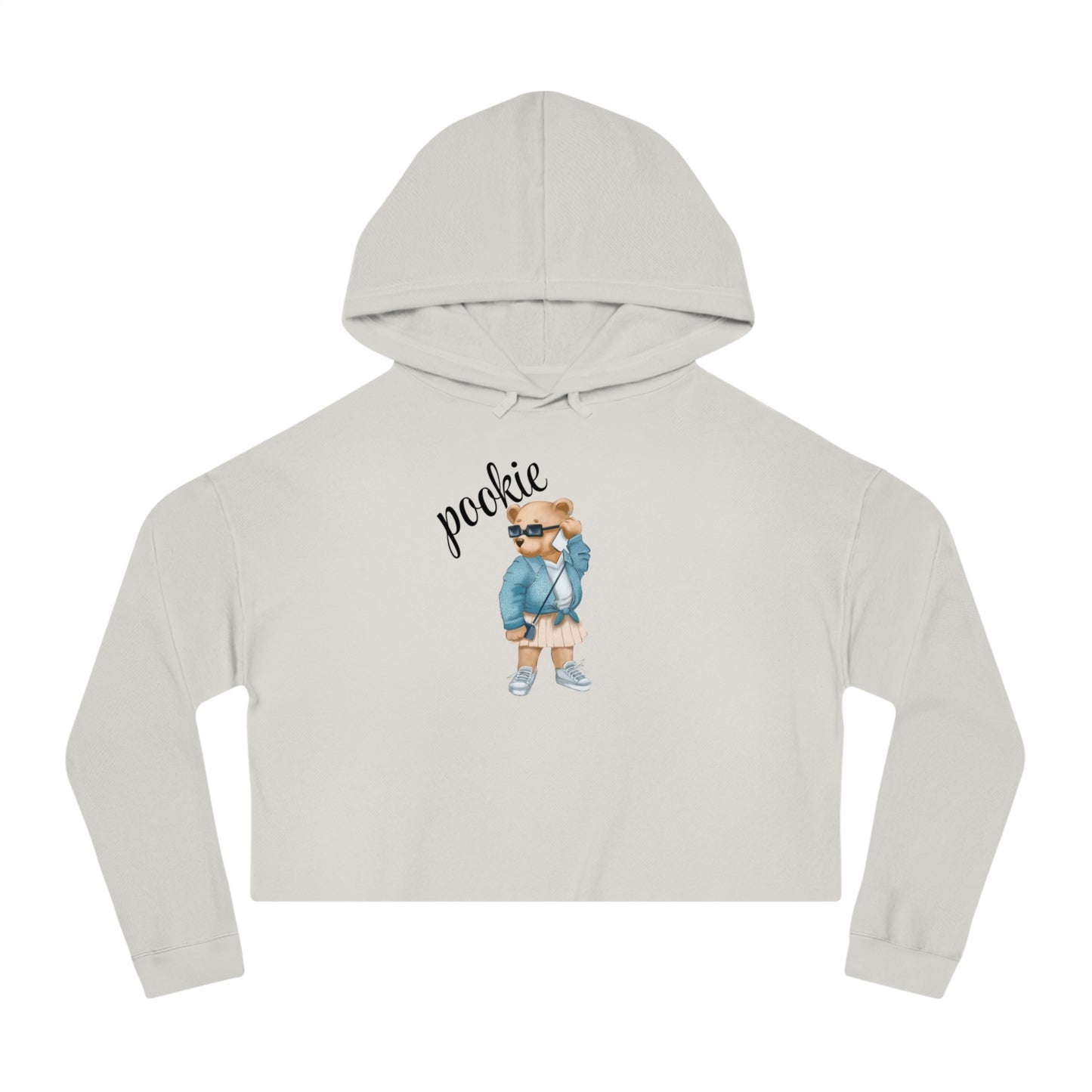 Pookie bear Womens Cropped Hooded Sweatshirt, cute cropped hoodie sweatshirt , great for birthdays anniversary Christmas gifts