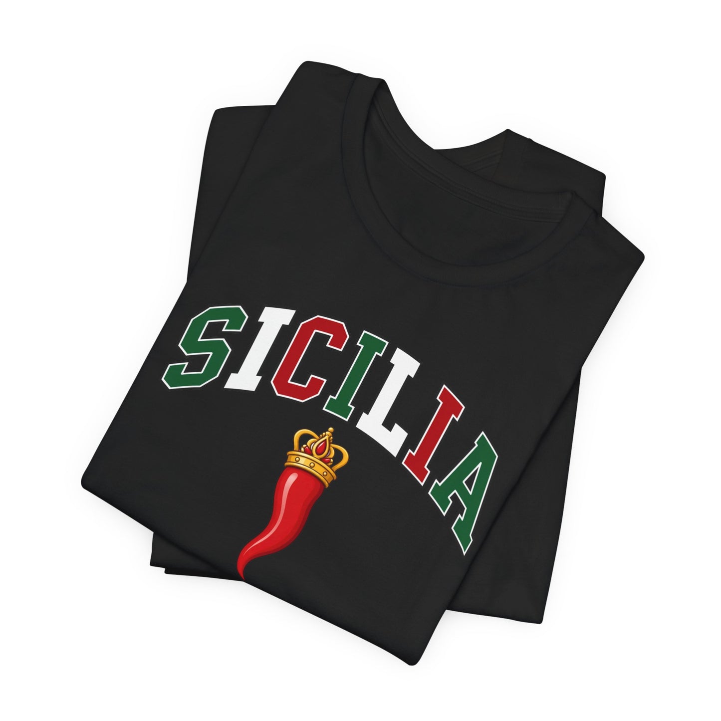 Sicilia Graphic Tee — Italian Sicily Shirt with Corno Charm