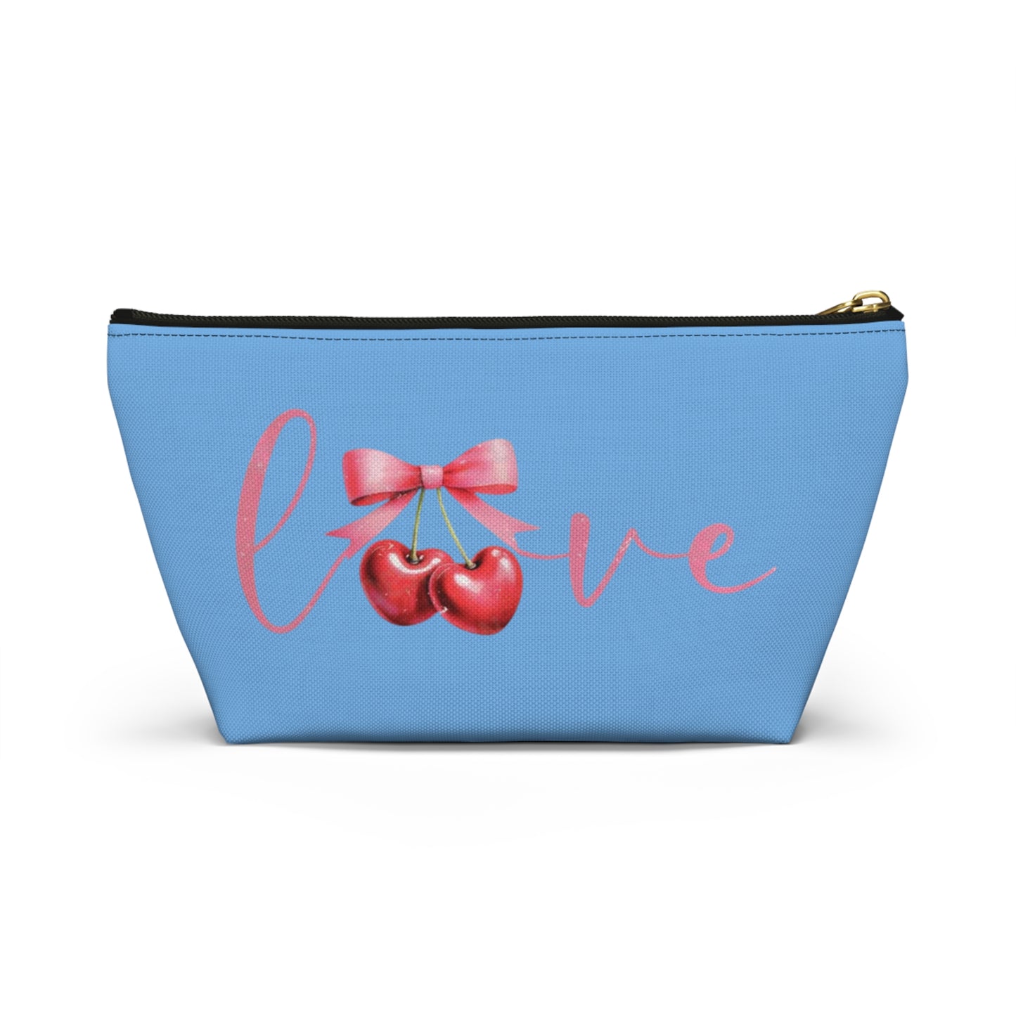 Cherry love Coquette Boutique Accessory Pouch T-bottom, Travel Toiletries Bag, Makeup Organizer Gift for Her, Zippered Cosmetic Case, Small