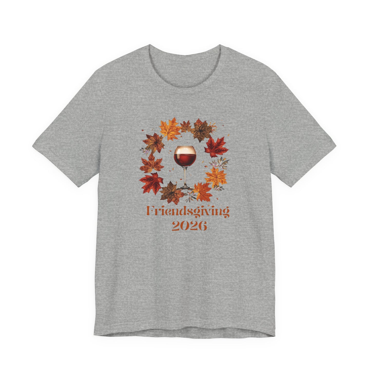 Friendsgiving 2026 Tee — Wine Glass & Autumn Leaves Shirt