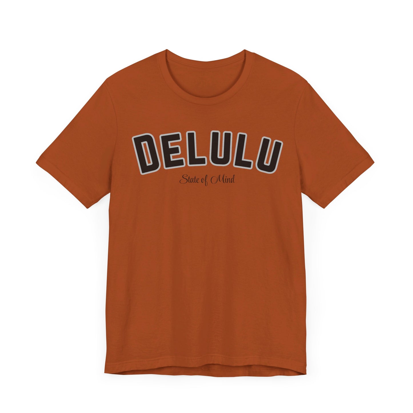 Delulu state of mind Unisex Jersey Short Sleeve Tee. Back to school shirt for middle school boys and girls. Fun teen shirt for birthdays and Christmas
