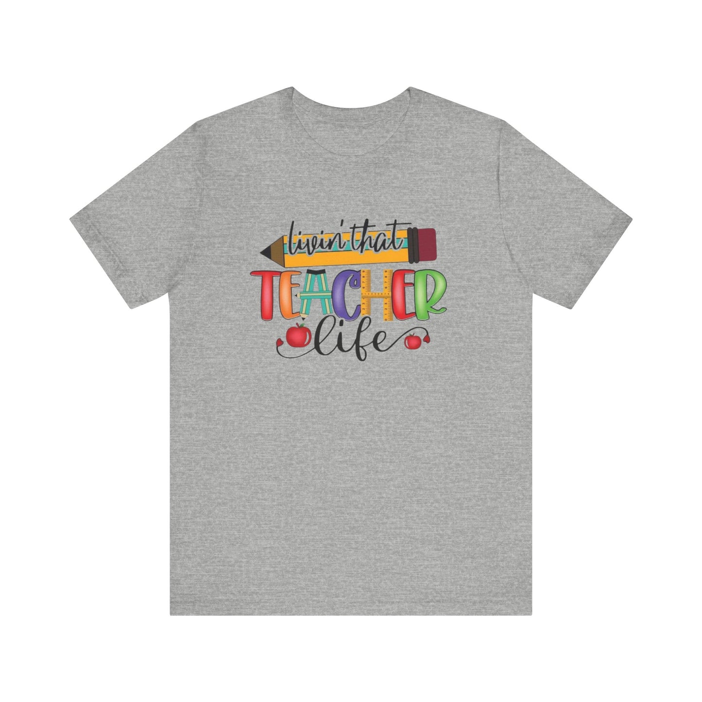 Teacher Life Unisex Jersey Tee, Fun Teacher Shirt, Back to School Gift, Classroom Apparel, Educator Pride T-shirt, Colorful Teacher Graphic
