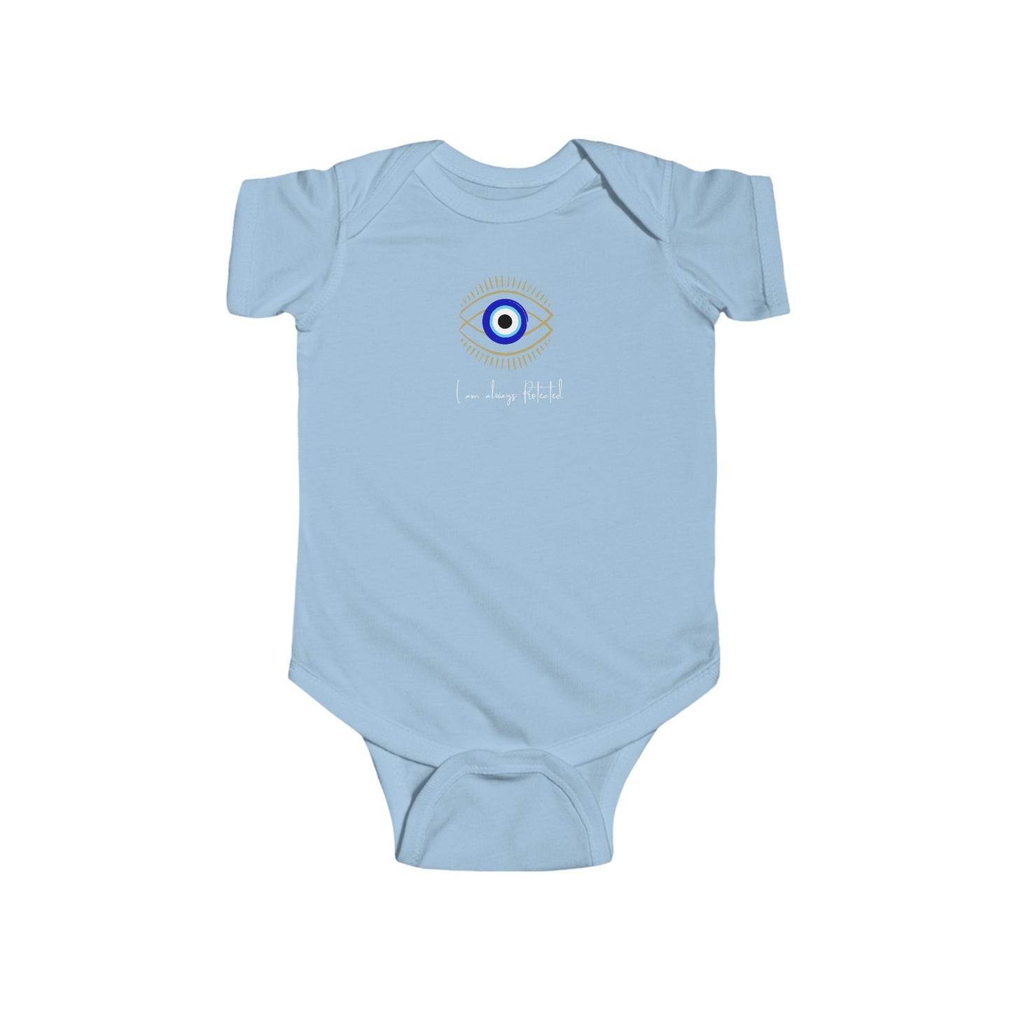Evil eye hamsa Infant Fine Jersey Bodysuit, funny baby outfit , great gift for baby shower or new born gifts , I am always protected evil eye, baby gifts