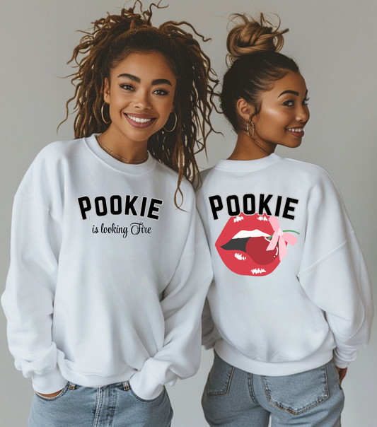 Pookie is looking fire tonight coquette shirt Unisex Heavy Blend™ Crewneck Sweatshirt, great coquette style shirt for teens back to school birthdays and Christmas sweatshirt