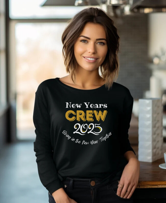 New Years 2025 Unisex Jersey Long Sleeve Tee, New Year Celebration Shirt, Brings in 2025 Together, Holiday Party Top