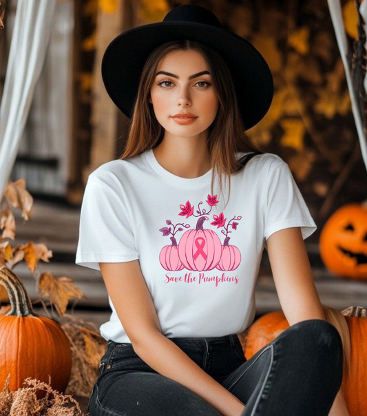 Pink Pumpkin Awareness Tee - Breast Cancer Awareness Month T-Shirt, Fall Fashion, Unisex Short Sleeve Shirt, Gift for Her
