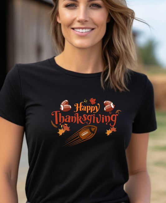 Thanksgiving Football Tee, Turkey Day Unisex Shirt, Fall Holiday Jersey, Autumn Fun Crew Neck Top, Happy Thanksgiving Apparel